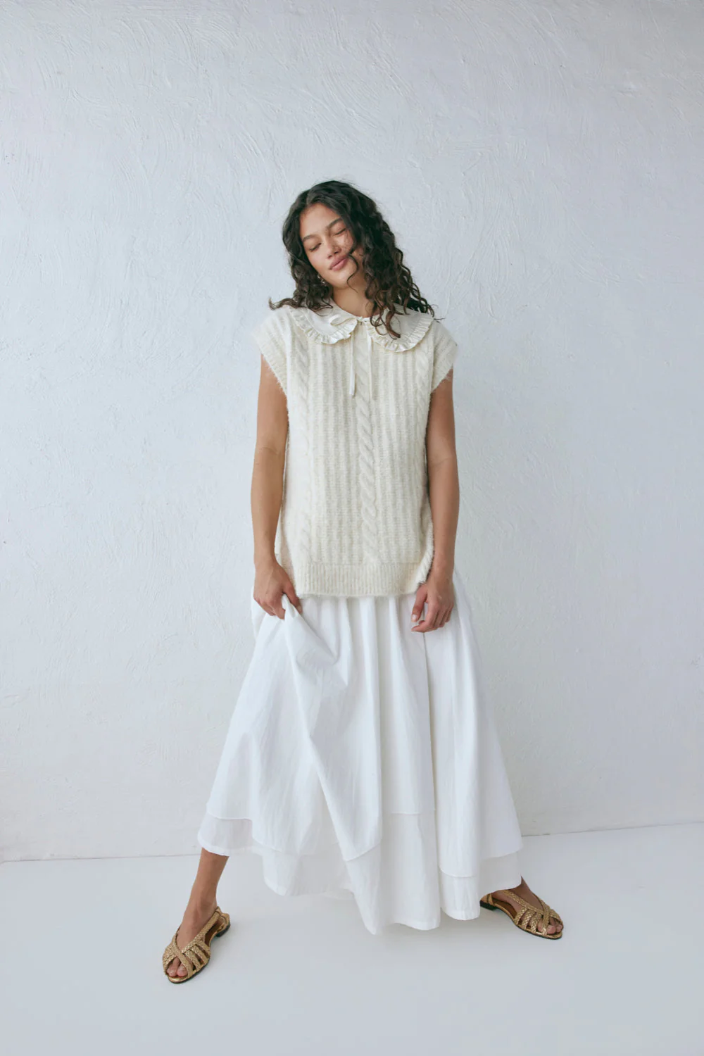 Zita Knit Vest Cream - Image 4